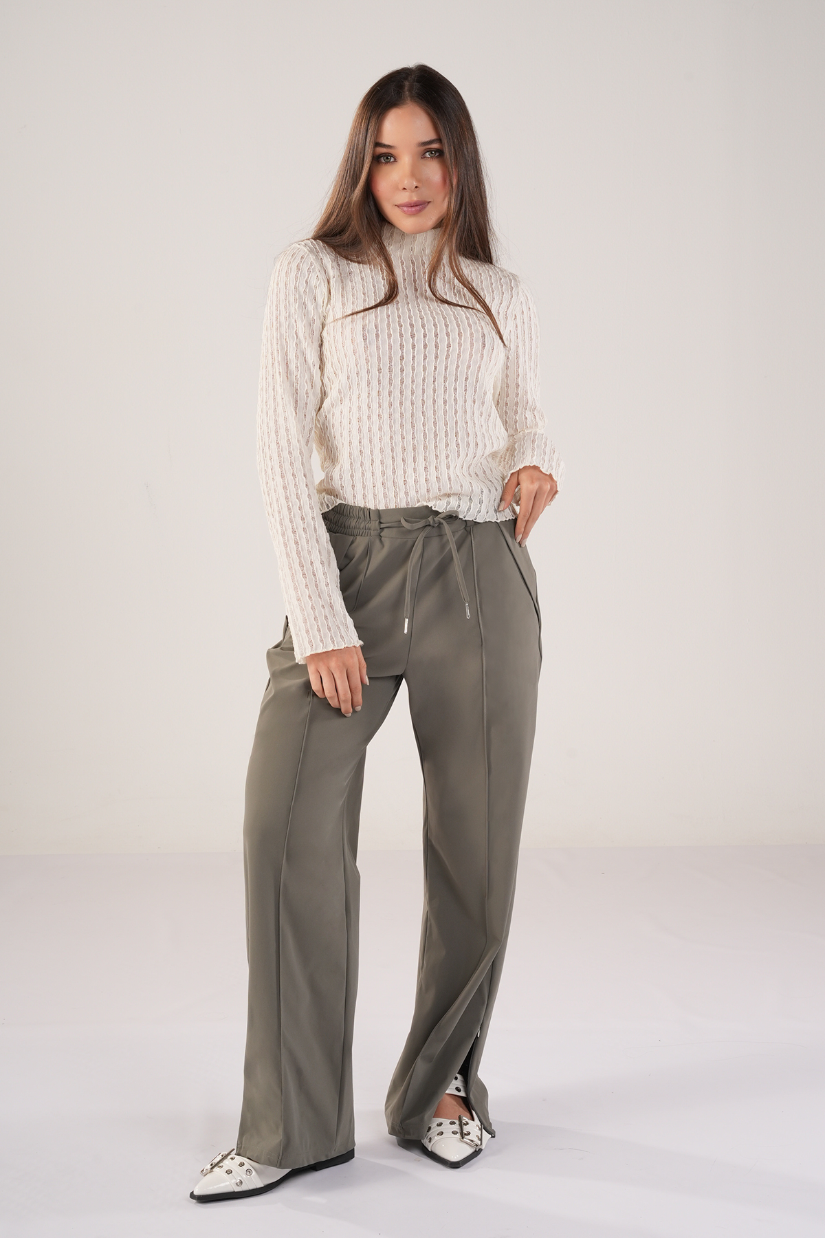 BLUSA MANGA LARGA CUELLO ALTO