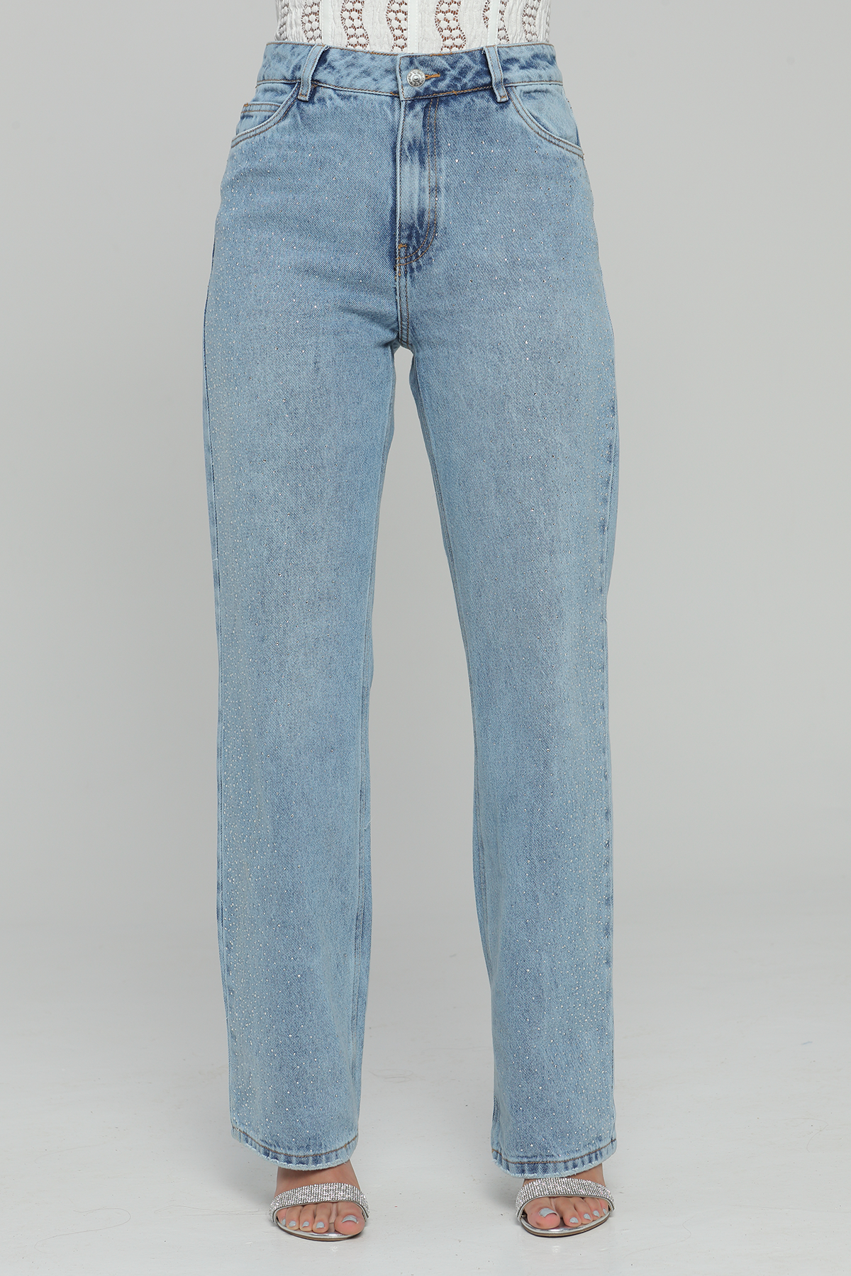 JEANS TIRO ALTO BRILLO