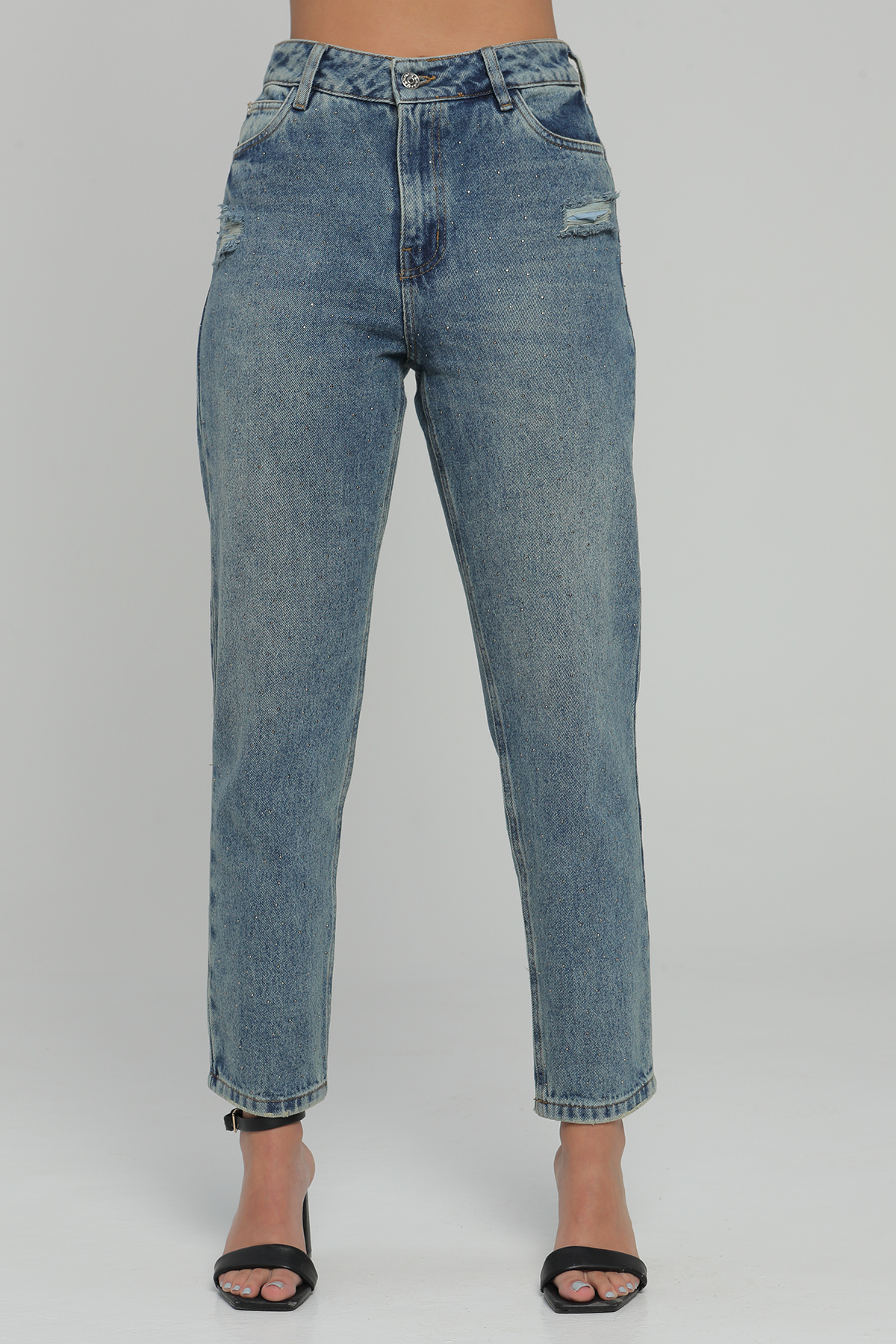 JEAN MOM FIT TIRO ALTO BRILLO