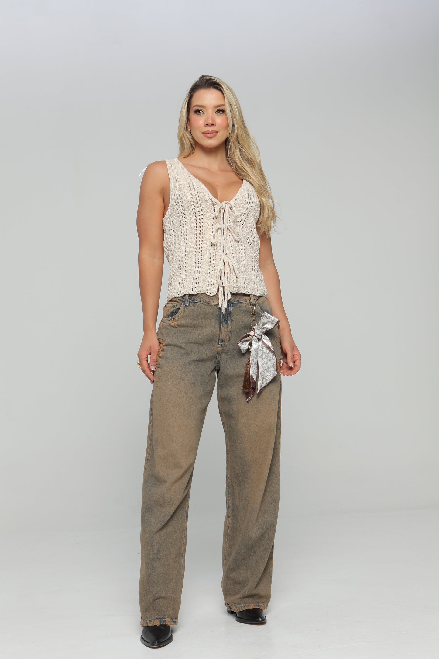 Jean Baggy Tiro Bajo Con Accesorio