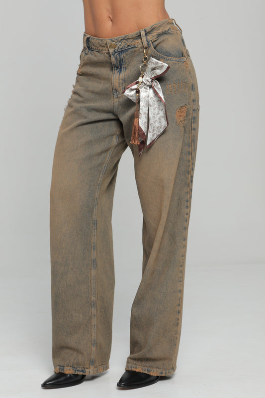 Jean Baggy Tiro Bajo Con Accesorio