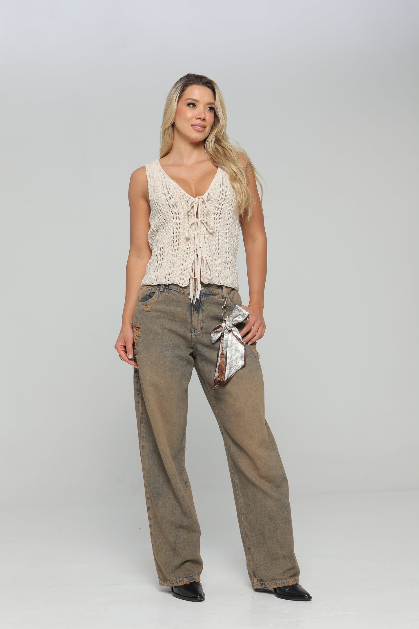 Jean Baggy Tiro Bajo Con Accesorio
