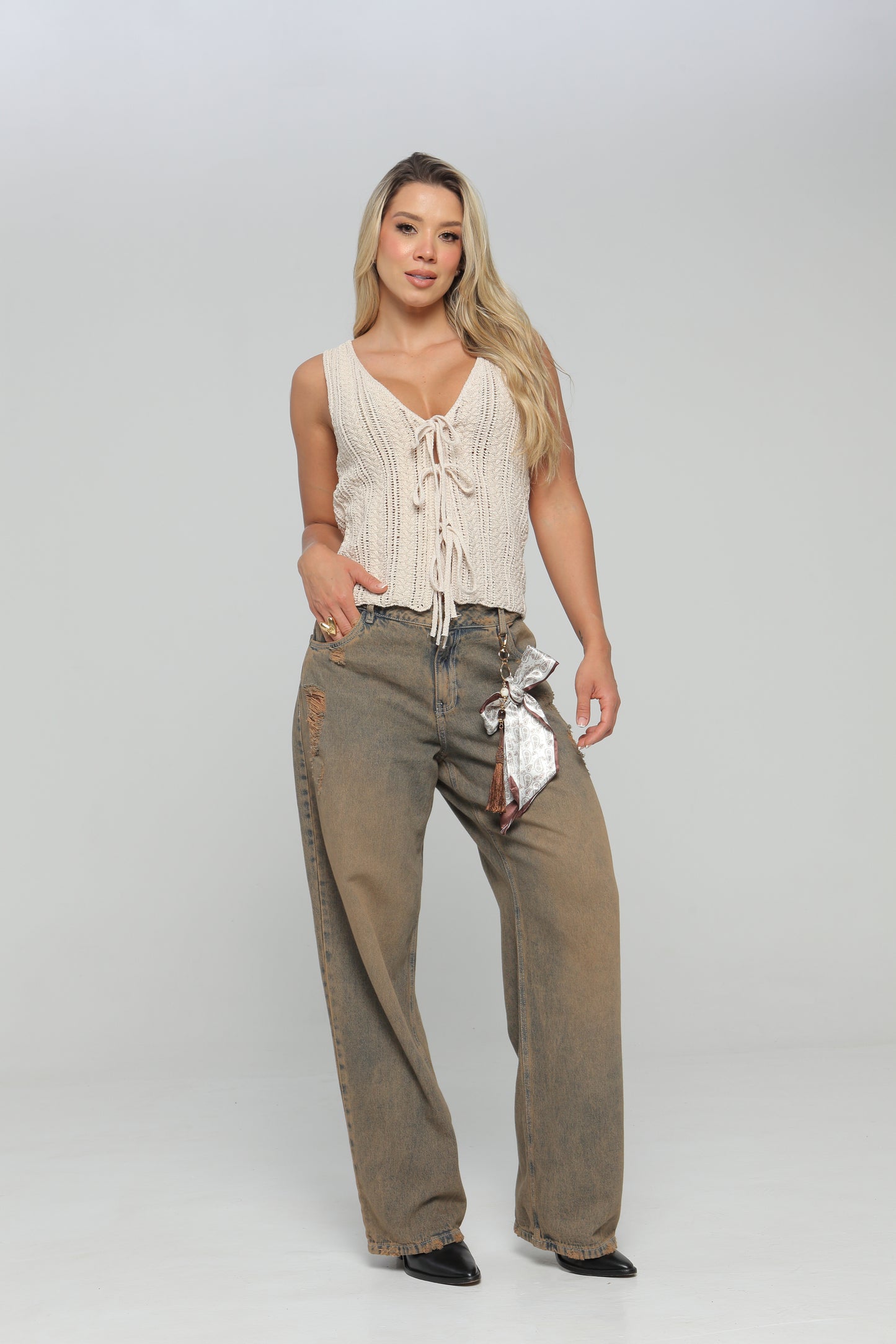 Jean Baggy Tiro Bajo Con Accesorio