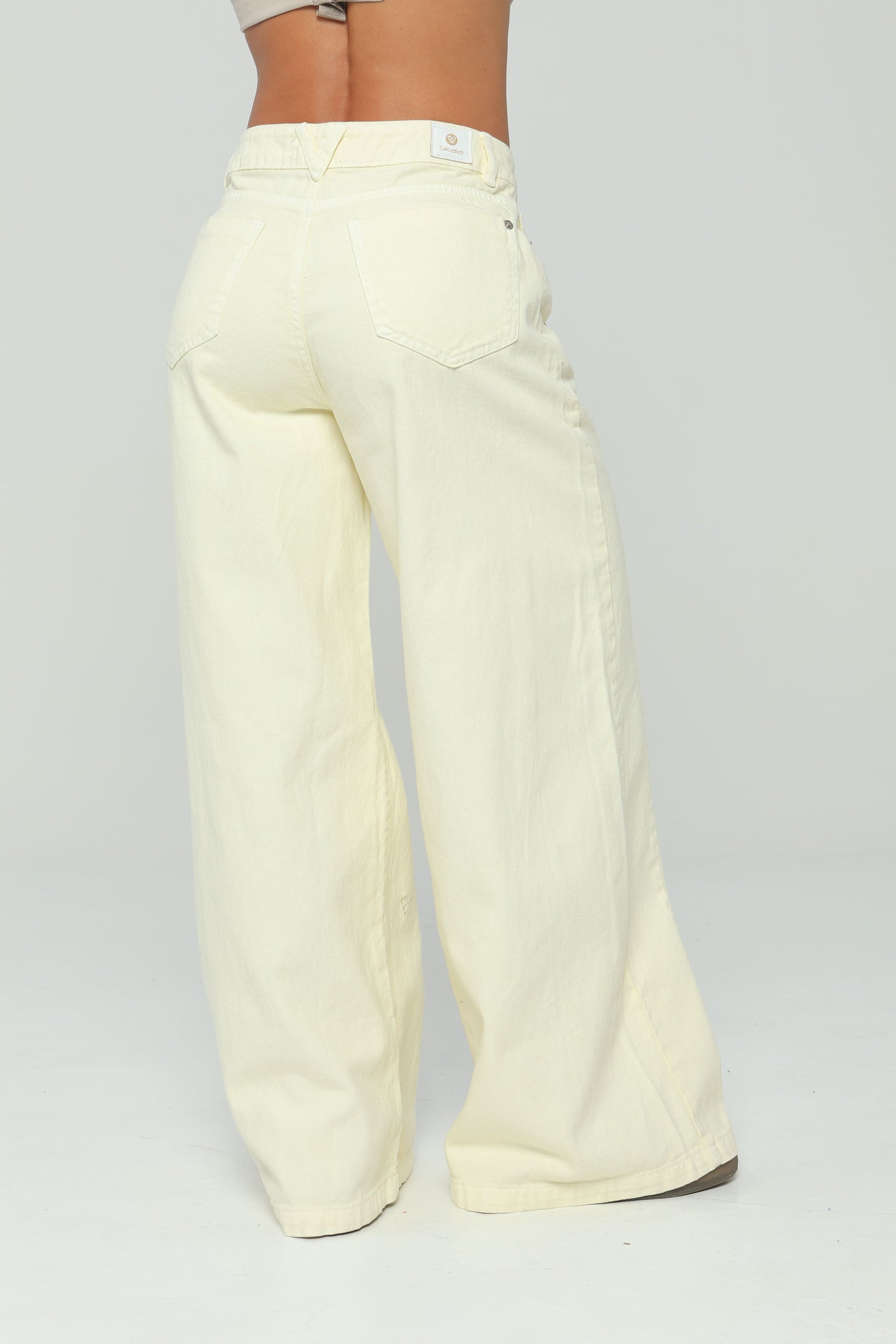 Pantalón palazzo con bordado en delantero
