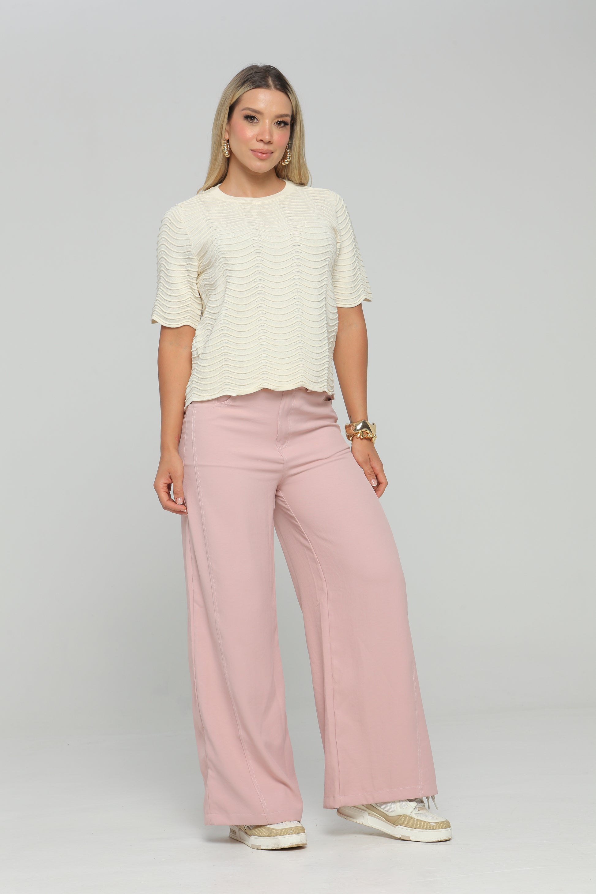 Blusa Manga Corta Con Grabado Beige, Cafe Skala