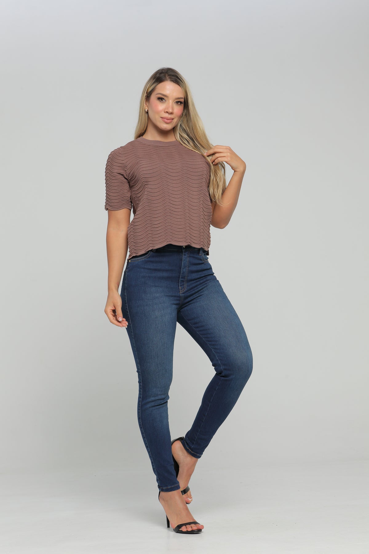 Blusa Manga Corta Con Grabado Beige, Cafe Skala