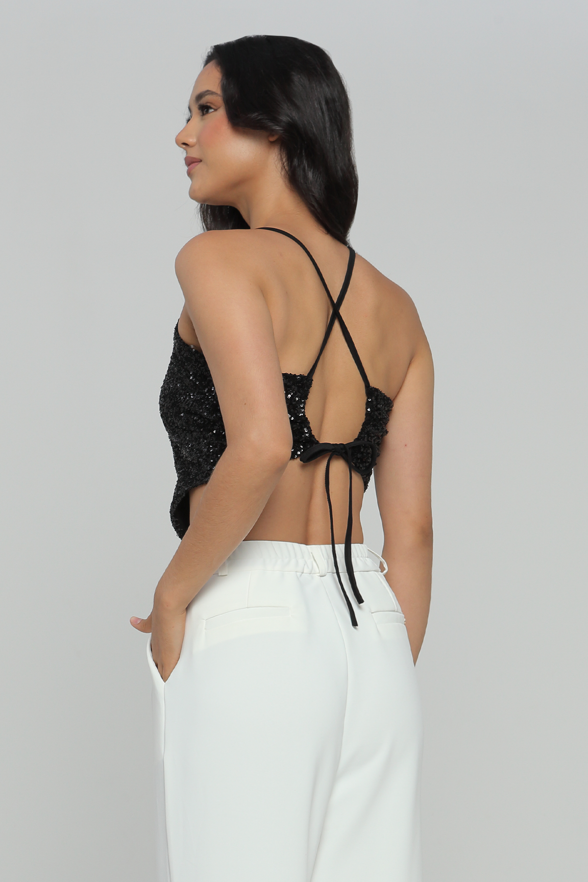 BLUSA DE TIRAS AJUSTABLE LENTEJUELA