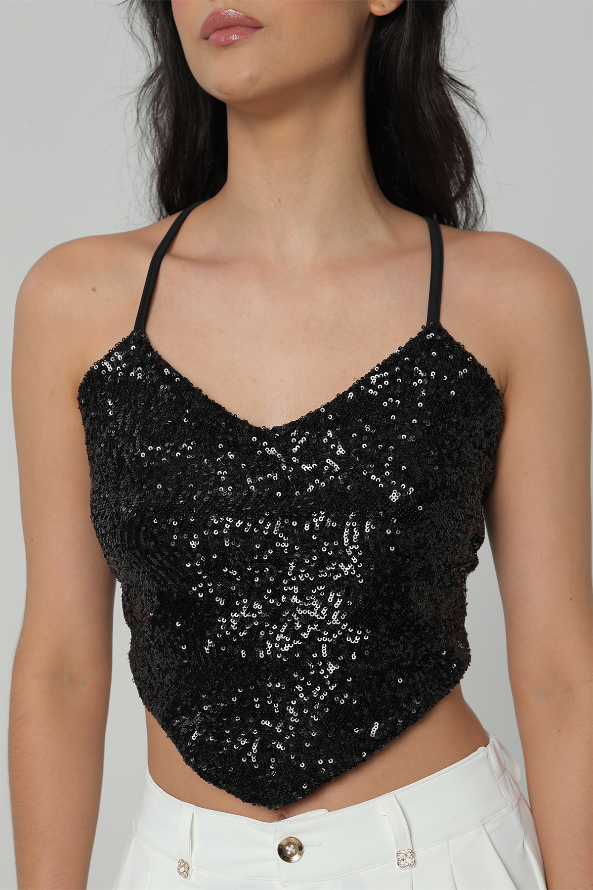 BLUSA DE TIRAS AJUSTABLE LENTEJUELA