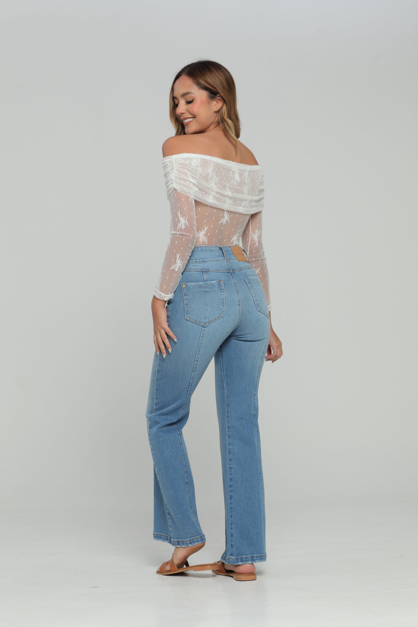 Blusa Manga Larga Escote Bandeja