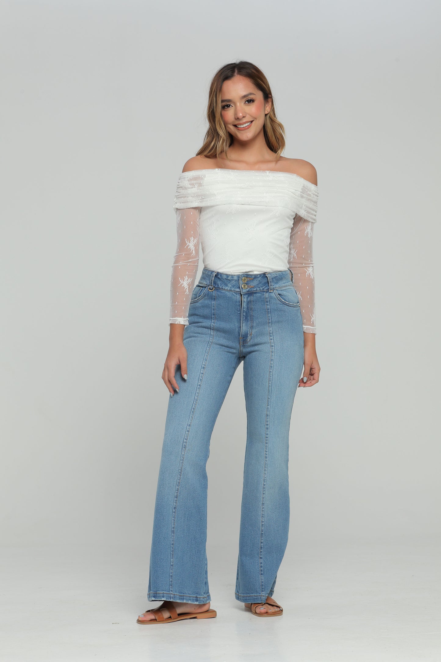 Blusa Manga Larga Escote Bandeja