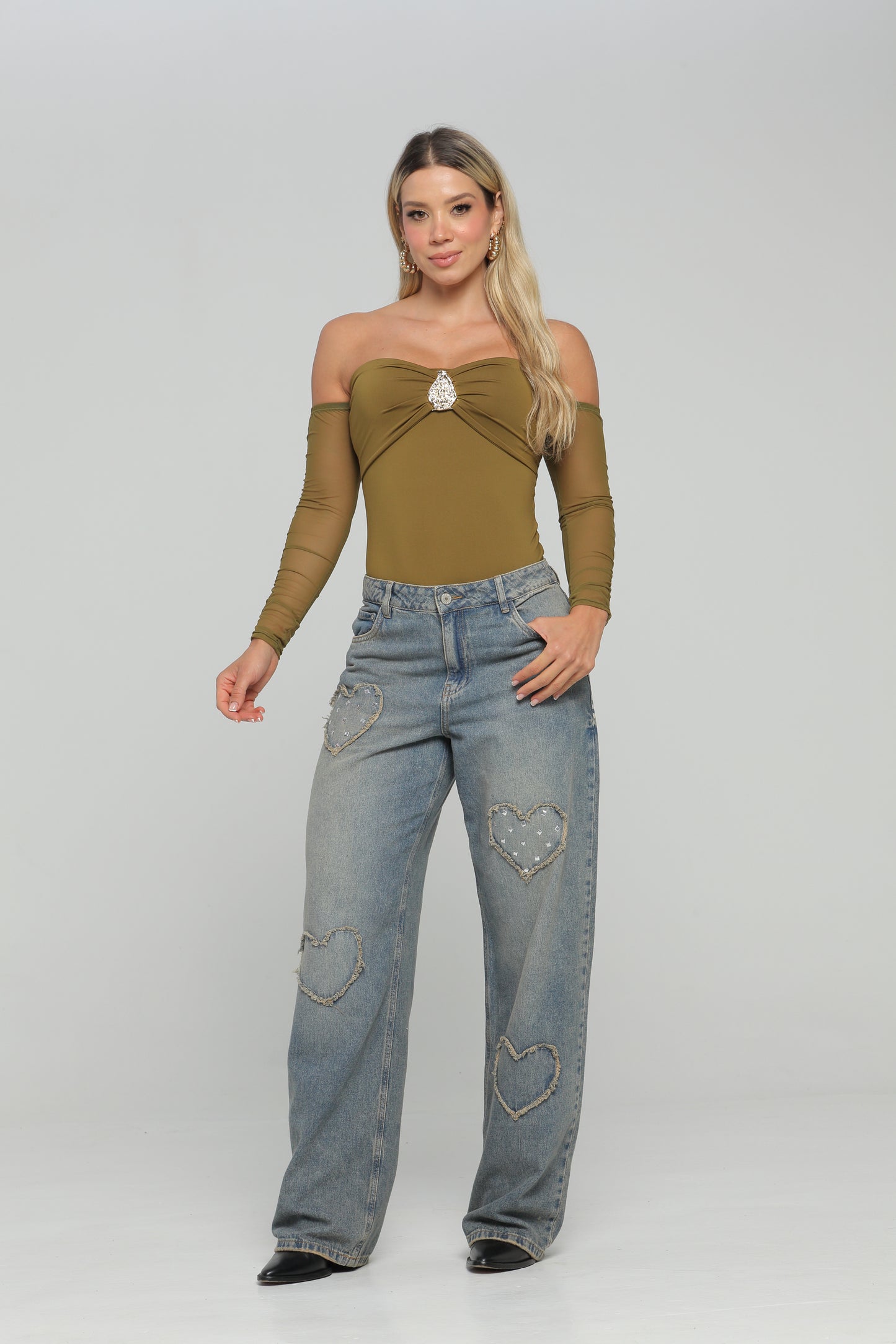 Body Strapless Con Mangas Y Hebilla Cafe, Verde Militar, Negro Skala