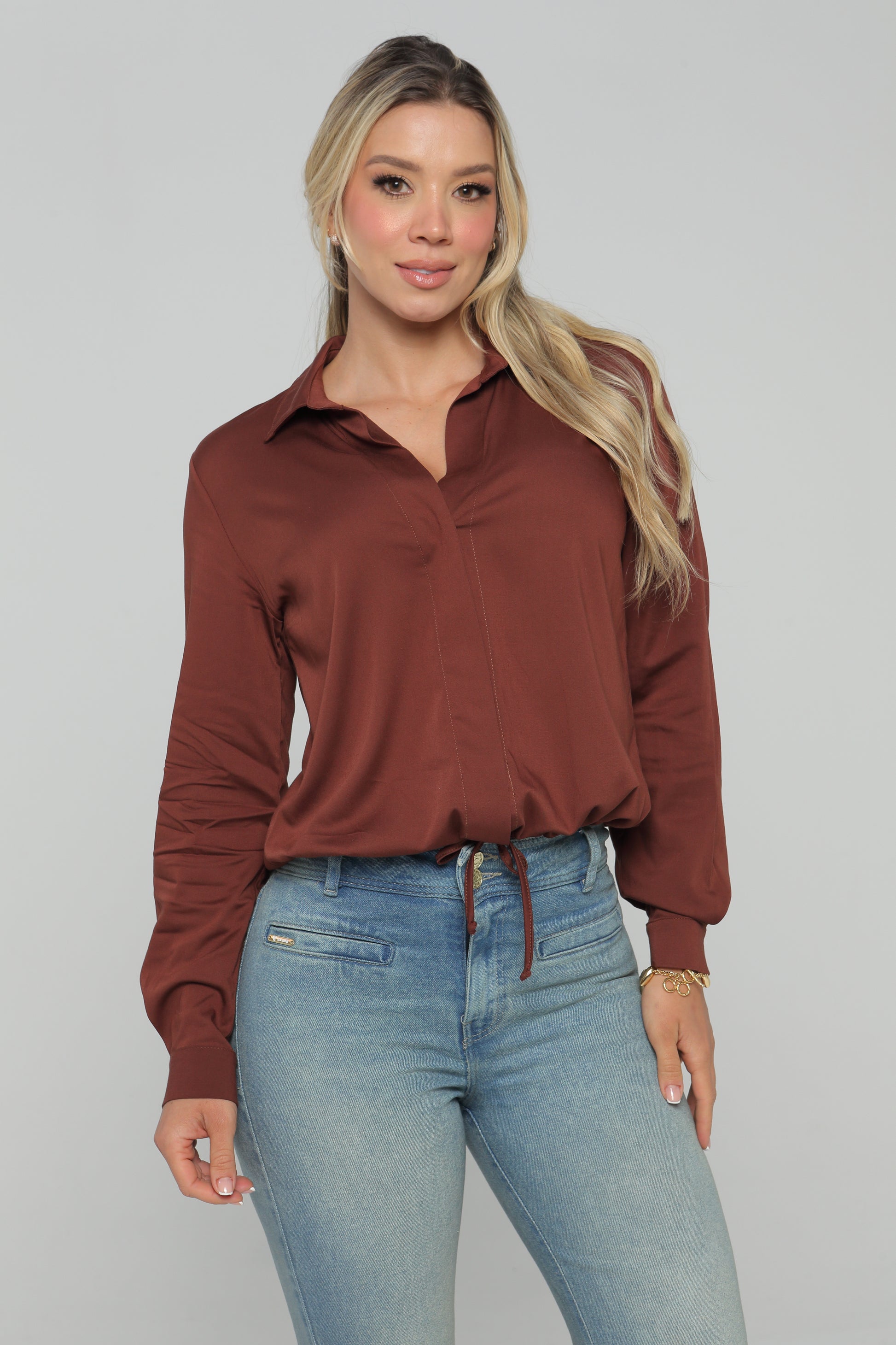 Camisa Manga Larga Ivory, Cafe, Verde Matcha Skala