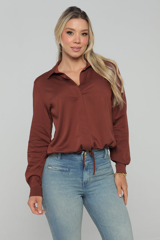 Camisa Manga Larga Ivory, Cafe, Verde Matcha Skala