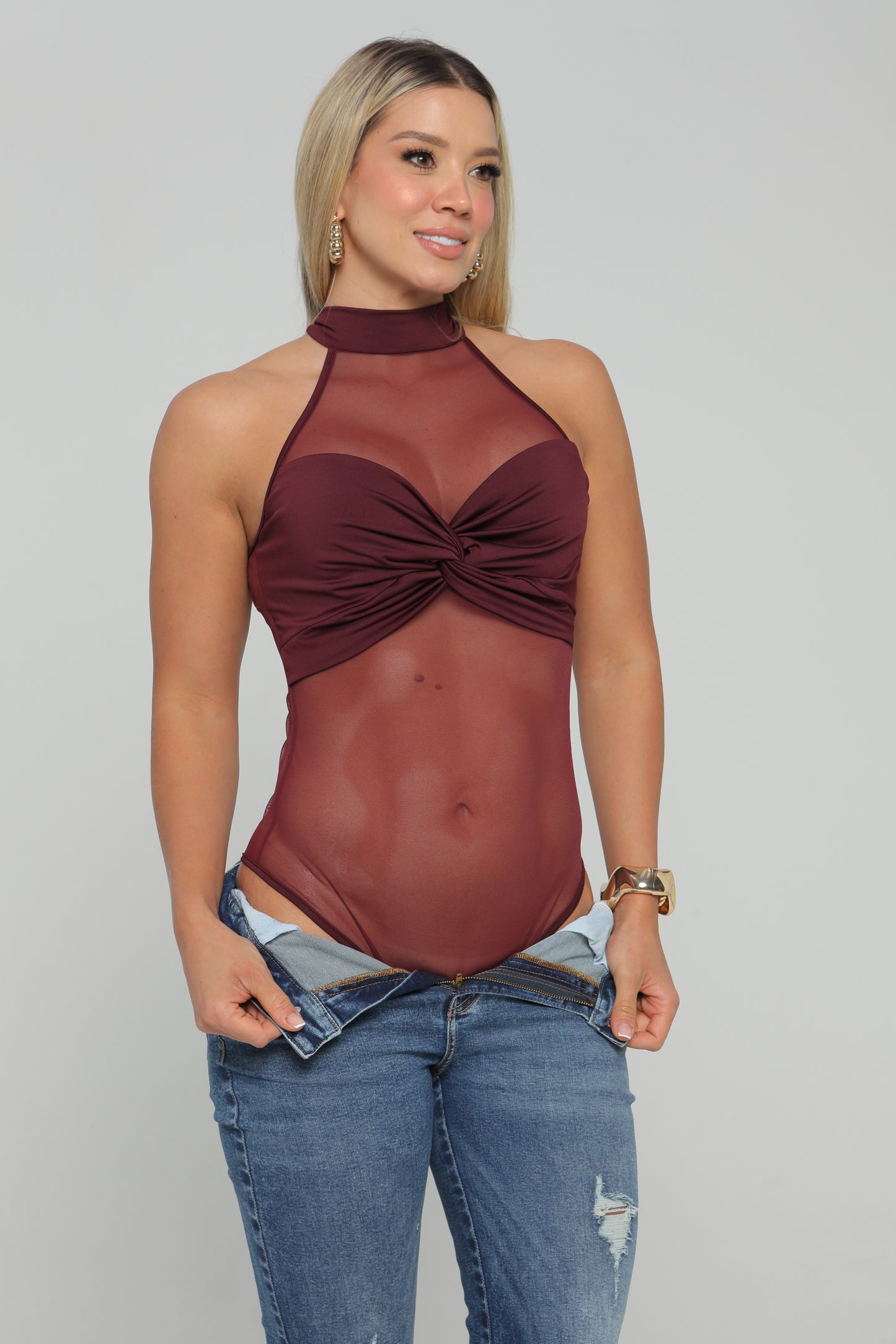 Body Sisa Cuello Halter de Amarrar