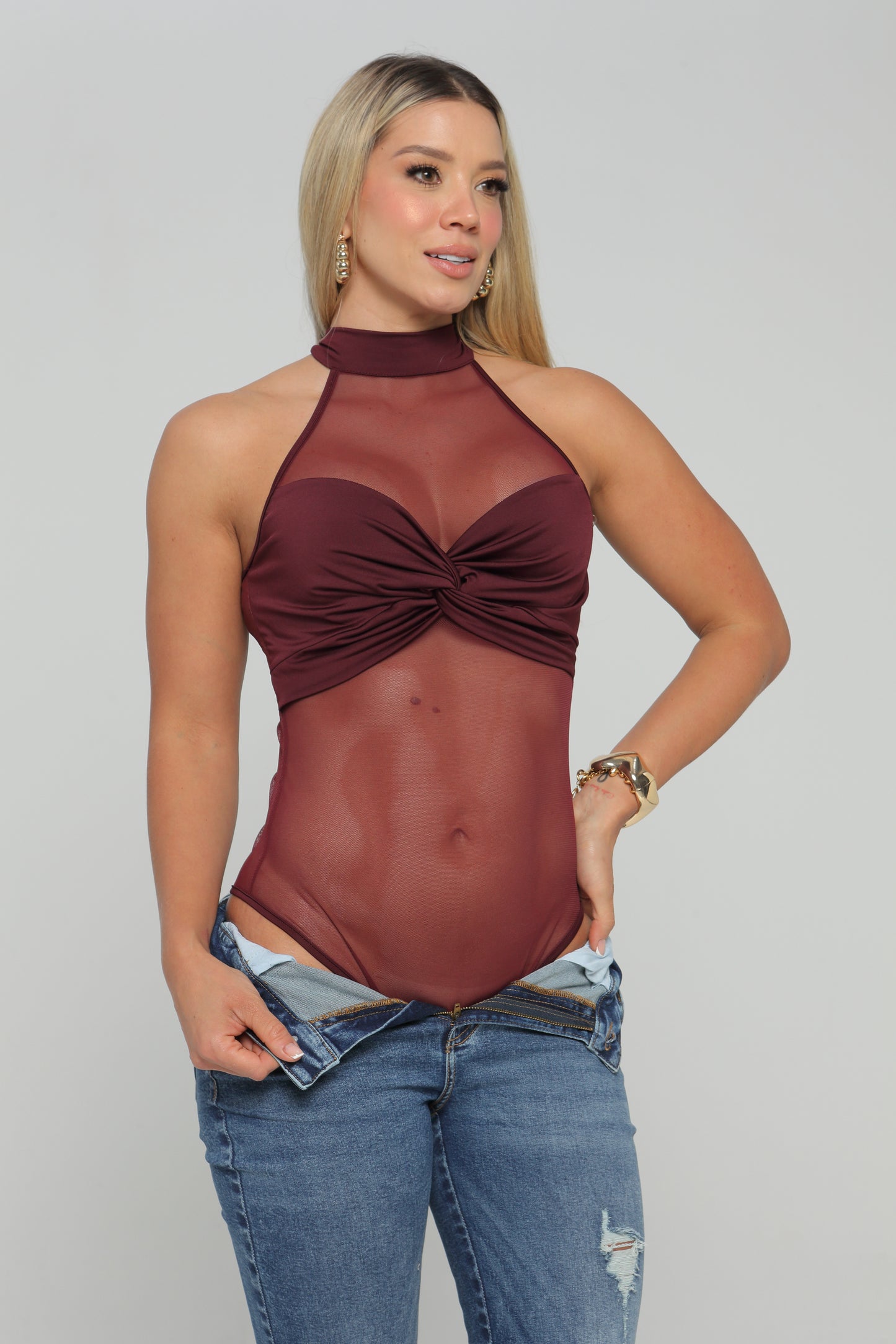 Body Sisa Cuello Halter de Amarrar