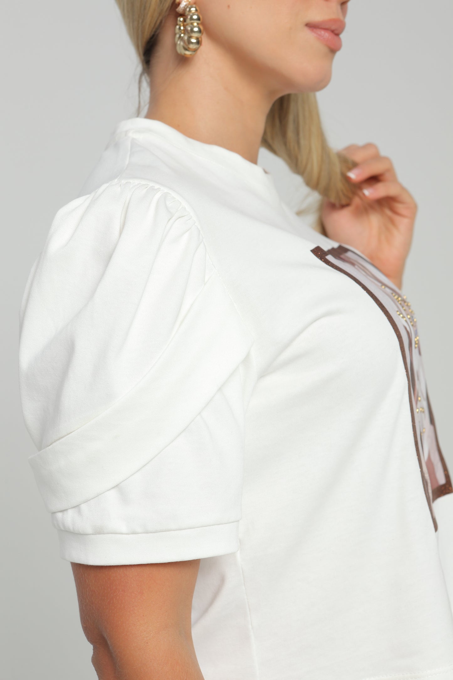 Blusa Manga Bombacha Estampada