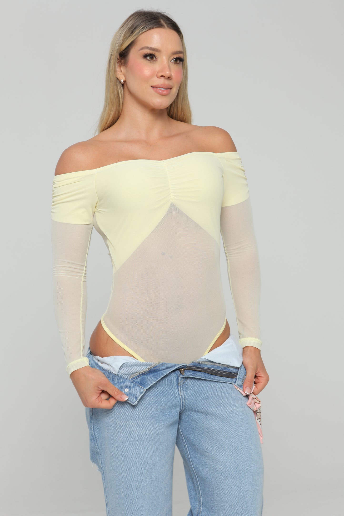 Body Manga Larga con Escote Bandeja