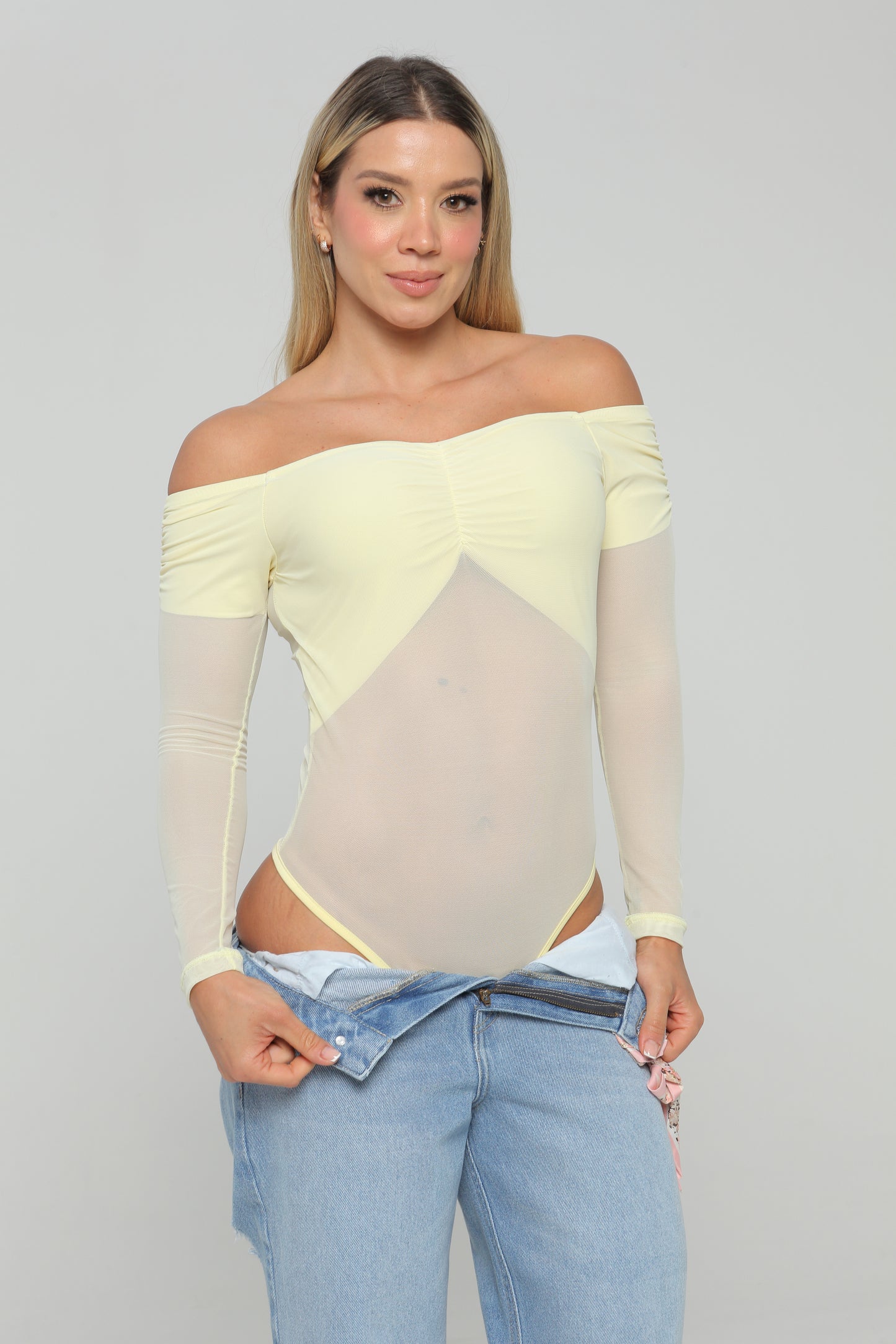 Body Manga Larga con Escote Bandeja