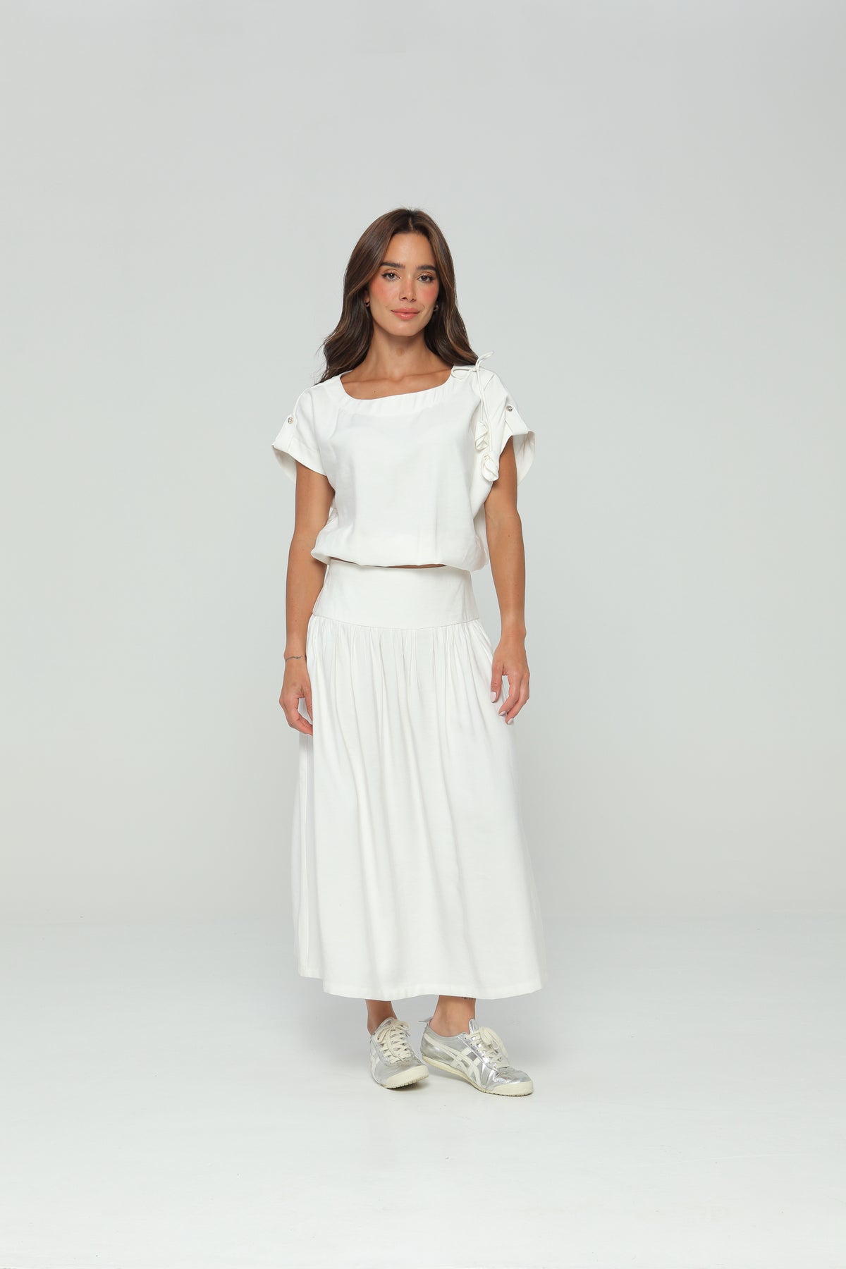 Blusa Raglán con Elástico en Cintura y Detalle en Hombro