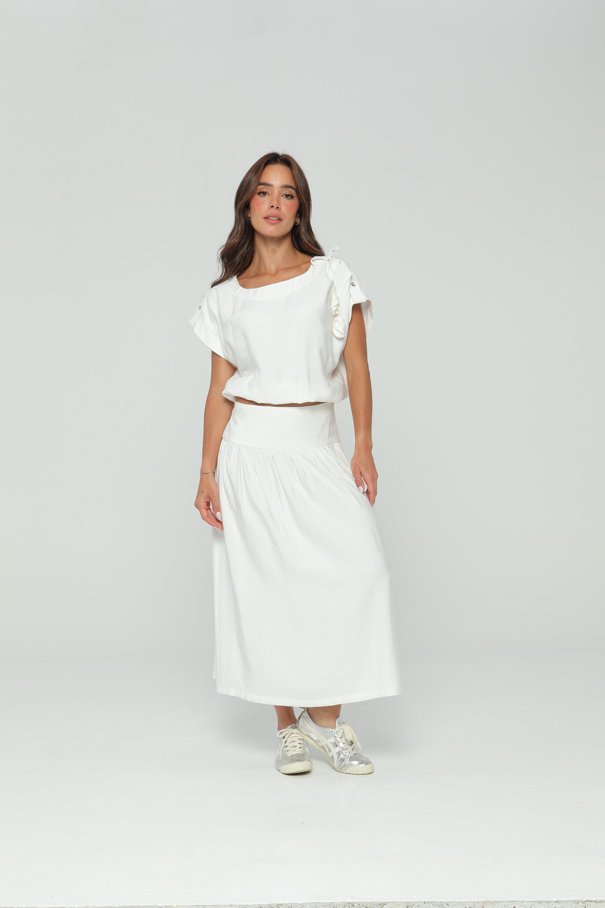 Blusa Raglán con Elástico en Cintura y Detalle en Hombro