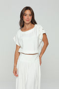 Blusa Raglán con Elástico en Cintura y Detalle en Hombro
