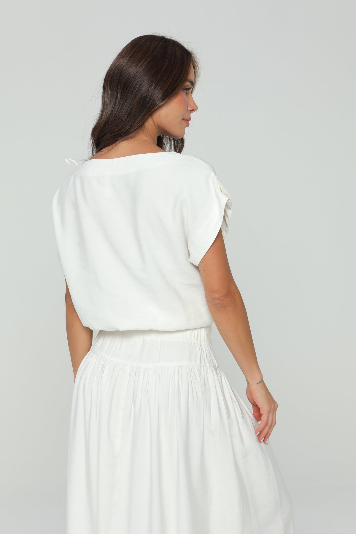 Blusa Raglán con Elástico en Cintura y Detalle en Hombro