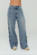 Jeans wide leg abertura en costados