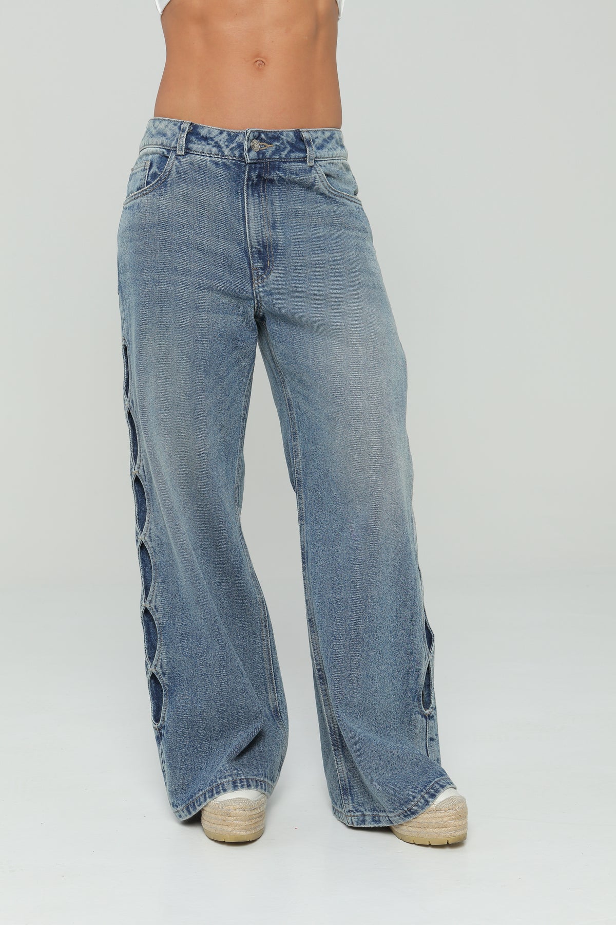 Jeans wide leg abertura en costados